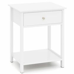 White Nightstand with Drawer