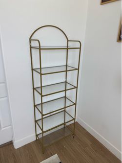 Modern Gold & Glass 6-Tier Bookshelf / Display Shelf – $75 OBO