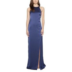 Halston Heritage  High Neck Strappy Back Sleeveless Blue Formal Gown Size XS.
