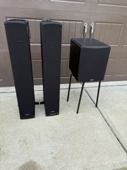 DEFINITIVE TECHNOLOGY PRO-CINEMA SUBWOOFER AND TWO FLOOR SPEAKERS 