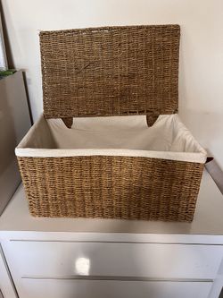 Wicker Storage Chest  20 X13 And Height Is 11 Inches 