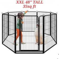 New 49" Tall 8 Panel XXXL Dog Playpen Portable Pet Play yard Kids Safety Travel Gate Coral De Mascota 