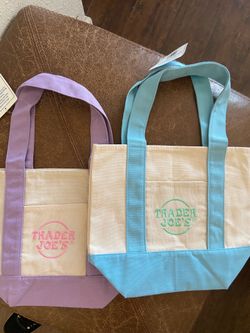 2 Mini pastel canvas tote bags