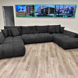 Brand New Grey Charcoal Double Chaise Sectional Sofa 