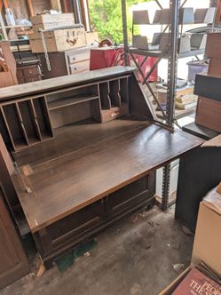 Antique teakwood secretary writing desk