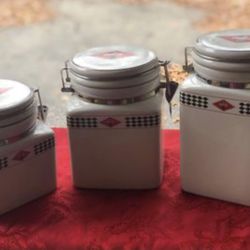 Set of 3 CERAMIC COCA-COLA CANISTERS MARKETED BY GIBSON from 2003