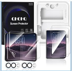 for iPhone Duo Inner Screen Protector + Outer Screen Tempered Glass Easy Installation, EPU Film, HD Clear, Crease Resistant, Bubble Free, Case Friendl