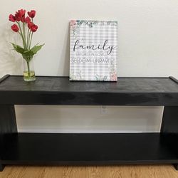 Modern Black Solid Wooden Console Table Entry Table with distressed like with brownish black top