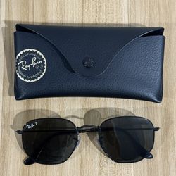 Ray-Ban Hexagonal Polarized Sunglasses – Black Frame – With Case & Accessories