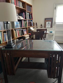 Antique mission oak desk with chair