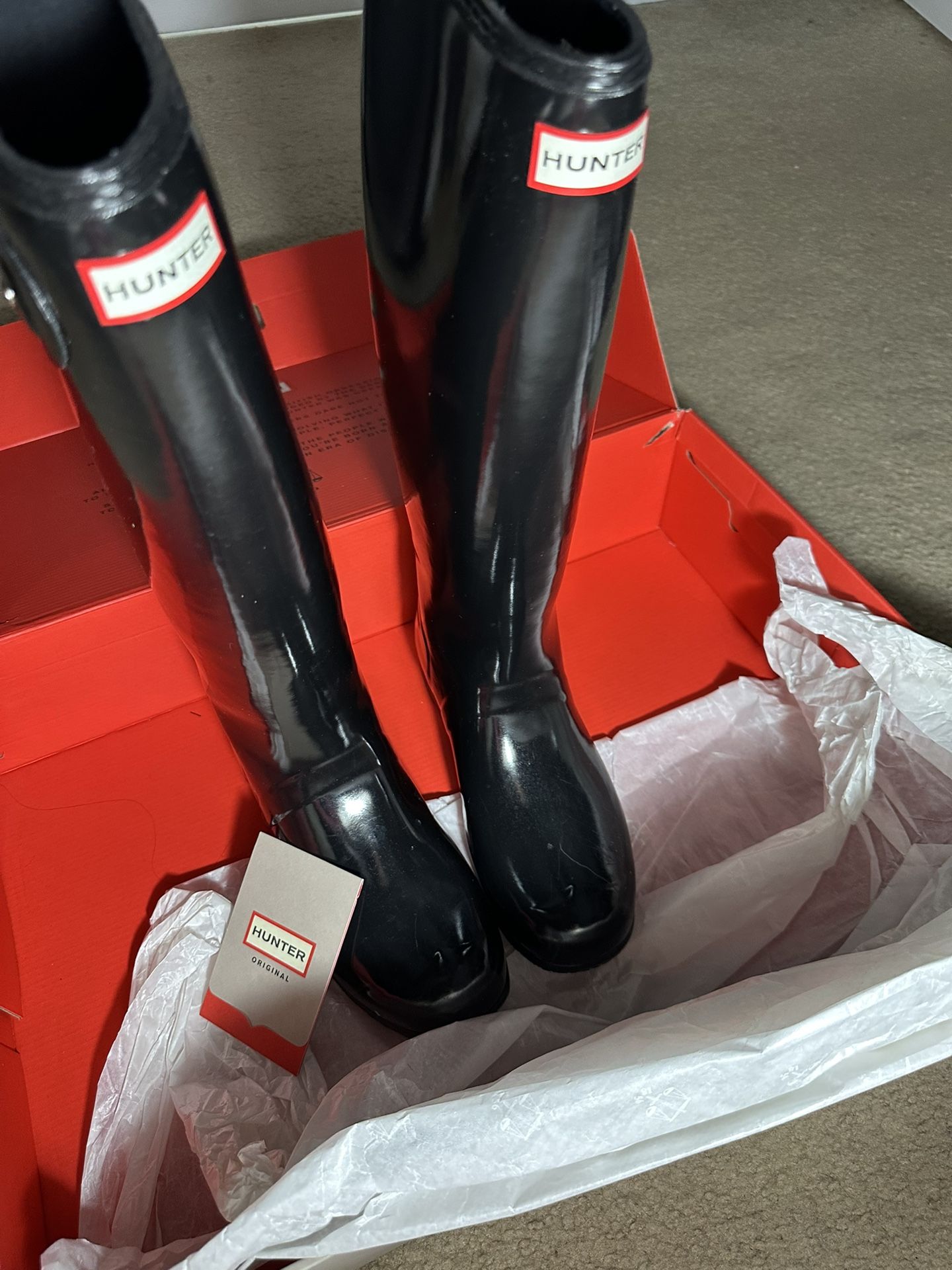 Hunter Rain Boots Black High Size 8