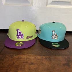 Lot of 2 LA Los Angeles Dodgers Hat Baseball Caps  Fitted 7 3/4  New Era