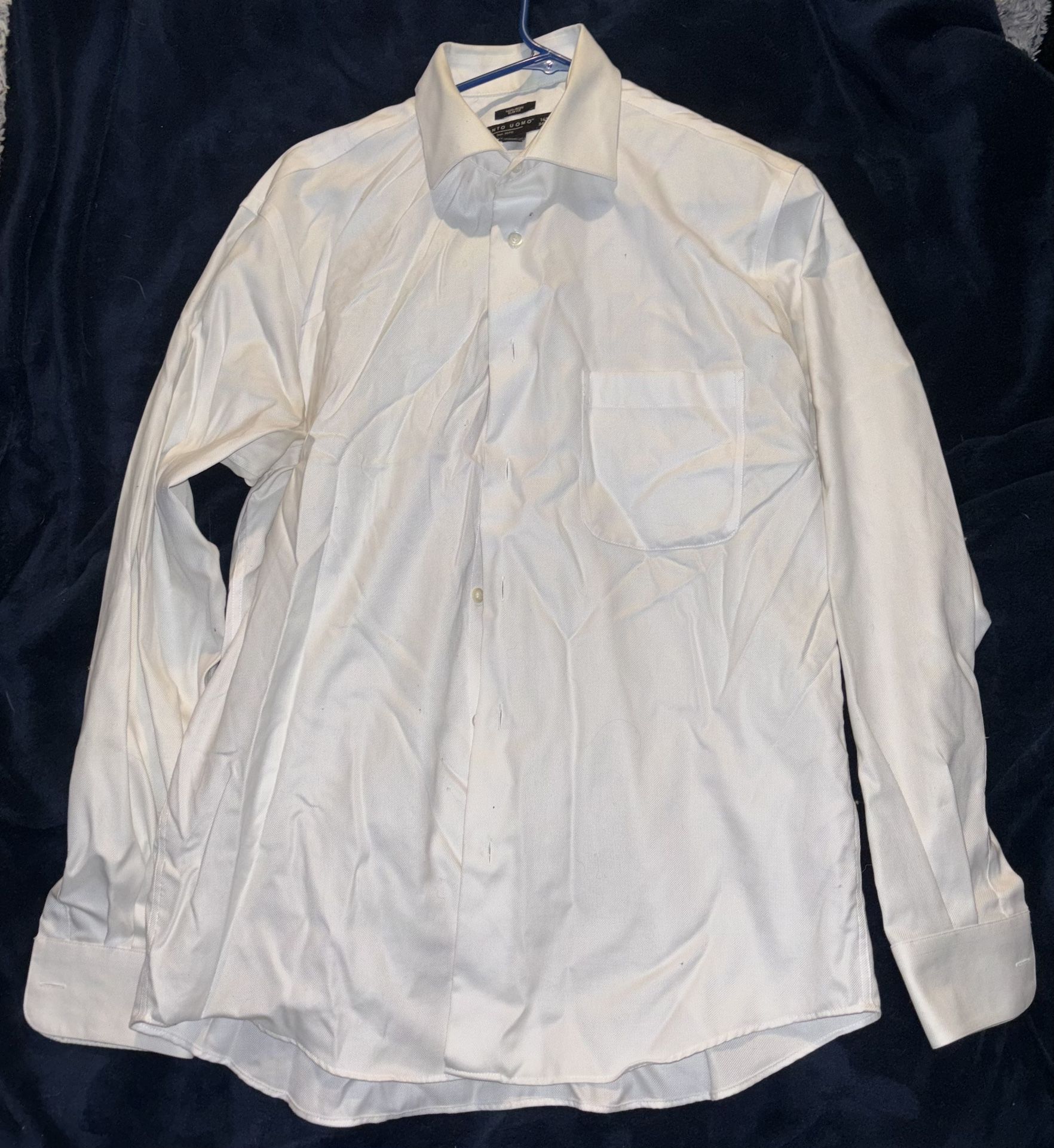 Pronto Uomo Non Iron- Slim Fit White Dress Shirt (100% Cotton)