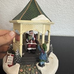 Christmas Village Gazebo Santa Lap Lights Up Works Battery Operated Town Center