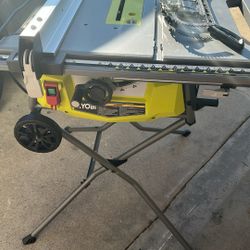 RYOBI15 Amp 10 in. Expanded Capacity Portable Corded Table Saw With Rolling Stand, #541a Model# RTS23
