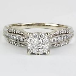 Vintage 14k White Gold Diamond Engagement Wedding Anniversary Ring 