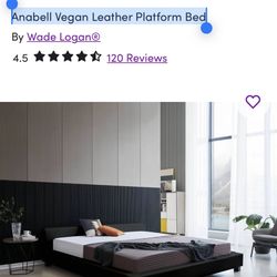 Anabell Vegan Leather Platform Bed - King - Black Color