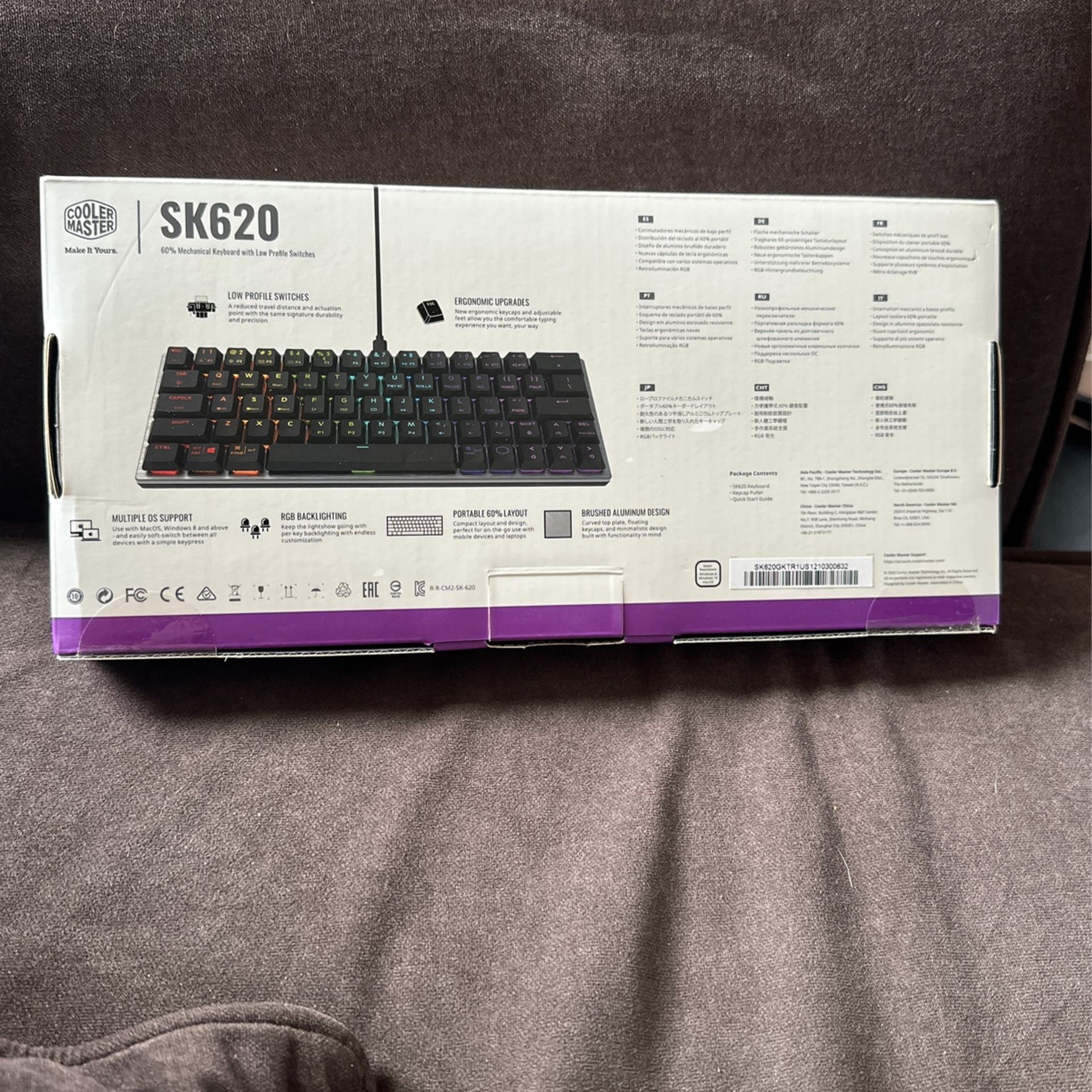 Cooler Master SK620 60% Space Gray Mechanical Low Profile Gaming Keyboard, Linear Red Switches, Customizable RGB, Ergonomic Design, USB-C Connectivity