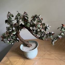 BEAUTIFUL ORIENTAL BONSAI GLASS FLOWER TREE 