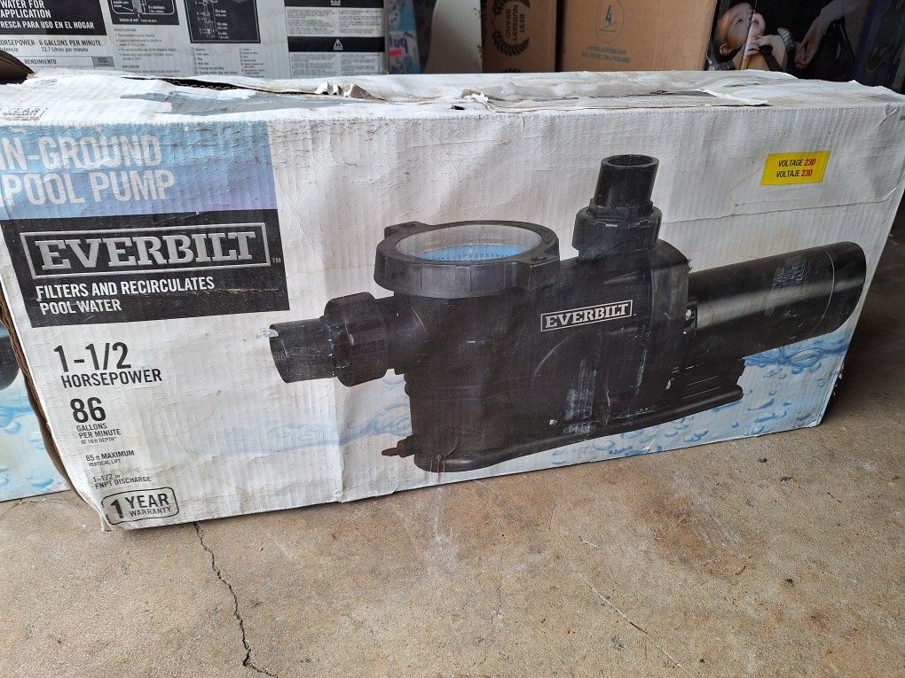 New Everbilt 1 1/2HP In Ground Pool Pump.