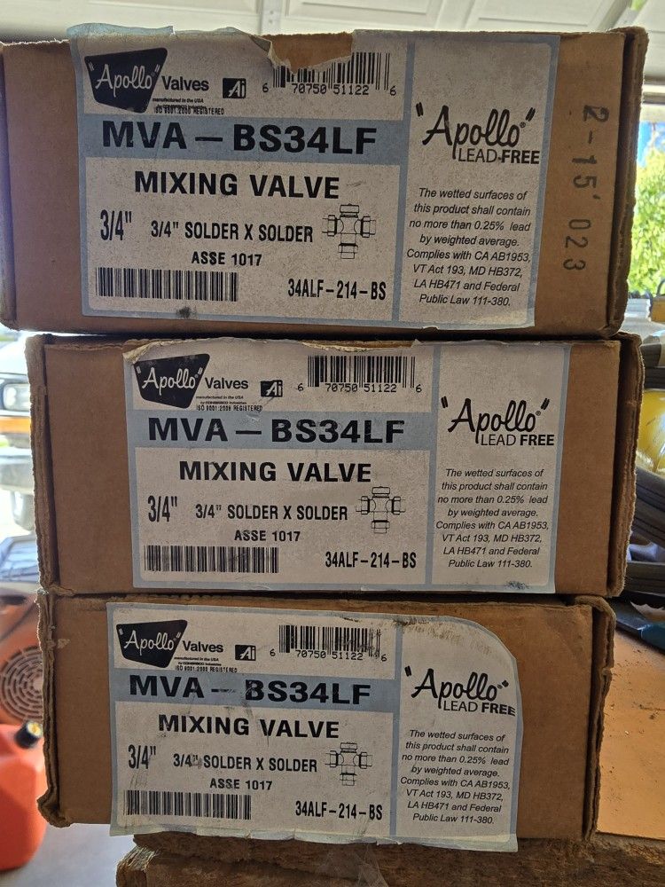 3/4 Mixing Valve $40.00 Each