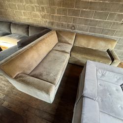 Modern Tan Sectional Sofa – Sleek Low Arm Design (WE DELIVER)