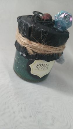 Small Glass Handmade Oogie Boogie Inspired Potion Bottle