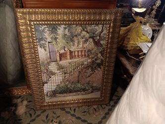 Vintage Oil Painting,and Vintage Studio Mirror For Sale$125.00 Each.