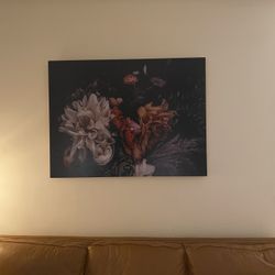 West Elm Large Floral Art Print On Wood