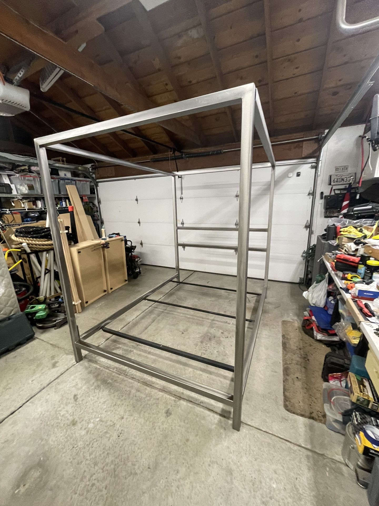 Queen Canopy Bed Frame Solid Steel