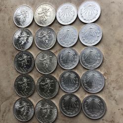 AMAZING SILVER 20 COINS 0.720 UNCIRCULATED  (10 )1968 AZTECA PLAYER OLIMPICA AND ( 10  PESOS RESPLANDOR 