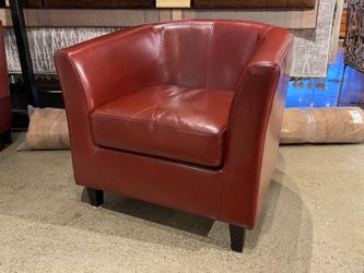 Deep Red Leather Tub Chair