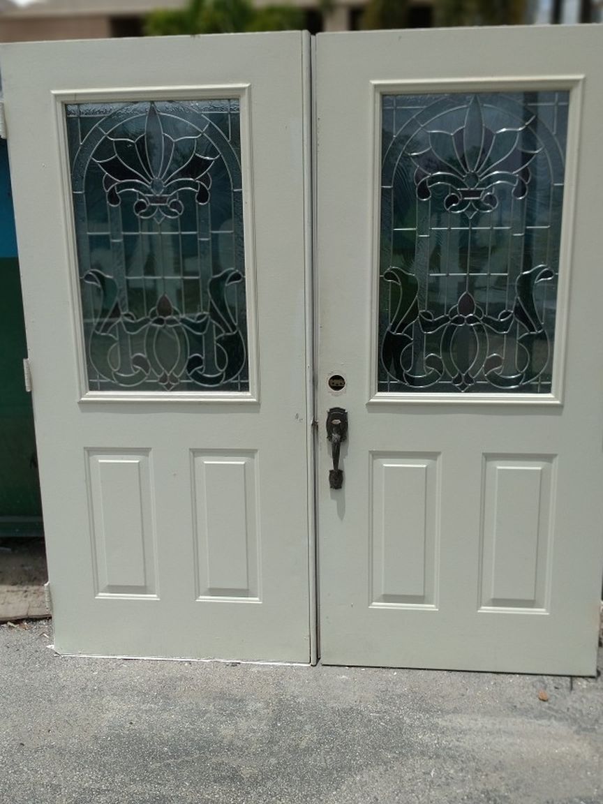 Exterior Metal Double Doors With Minor Bottom Rust for Sale in Fort