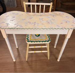 Hand-Painted Kids Desk and Chair Set