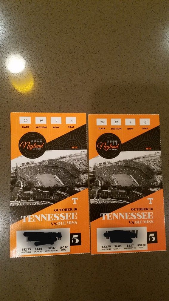 2 Tennessee vs Ole Miss Tickets