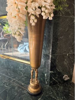 Vintage Bombay Company brass Grecian-style urn vase.