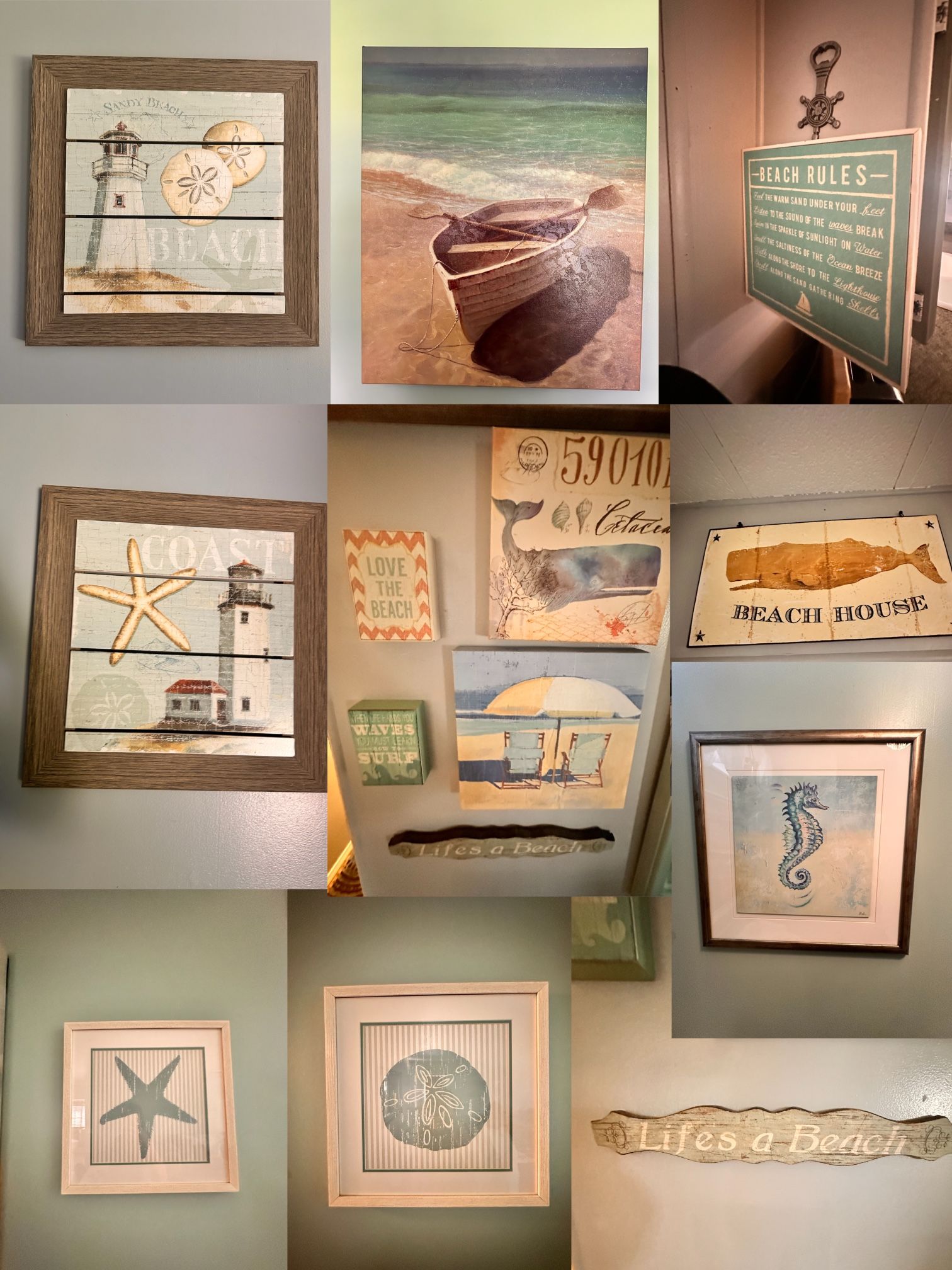 Beach Theme: Paintings, Knickknacks, Shells,  Accessories, Etc. 