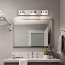 23.6 in. 3-Light Nickel LED Modern Vanity Light with Dimmable 5500K Light