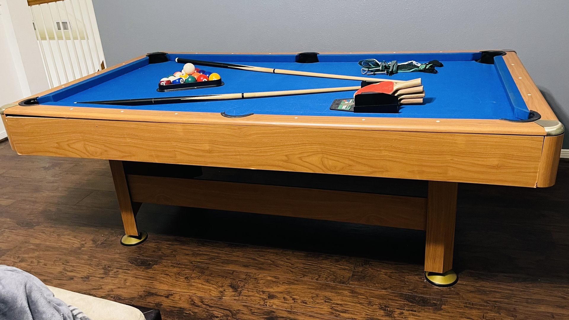 Sportcraft 7FT Pool Table w/ Ping Pong Table Topper & Accessories