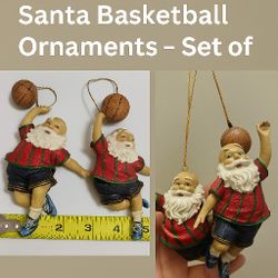 Santa Basketball Ornaments Set of 2 