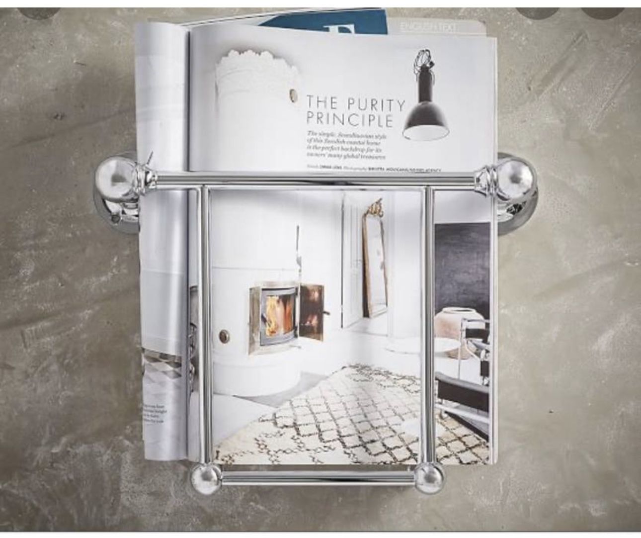 NEW! Pottery Barn Sussex Magazine Rack + Holder (chrome)