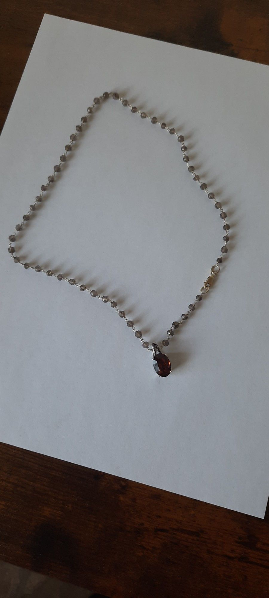 Amber Glass on Sterling Silver .925 Vintage Pendant & Necklace