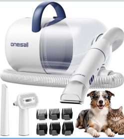 oneisall Dog Grooming Vacuum - 15000Pa Suction, Captures 99% Pet Hair to Reduce Shedding, Dog Grooming Clippers & Quiet Brush (≤59dB) with 4 Accessori