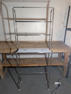 A stainless steel storage rack