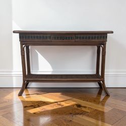 Stunning Vintage Boho Rattan Console Table