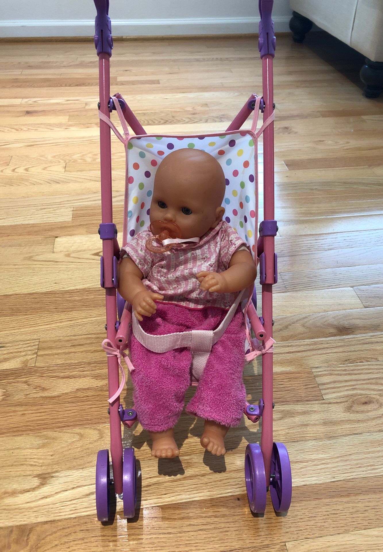 Doll and foldable stroller set