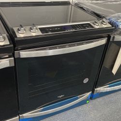 New Scratch And Dent Whirlpool 5 Burner Glass Too Stainless Steel Slide In Range. 1 Year Warranty 
