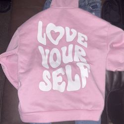 Pink Medium “love Yourself” Hoodie