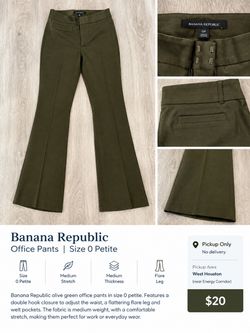 Banana Republic Olive Green Flare Office Pants – Size 0P