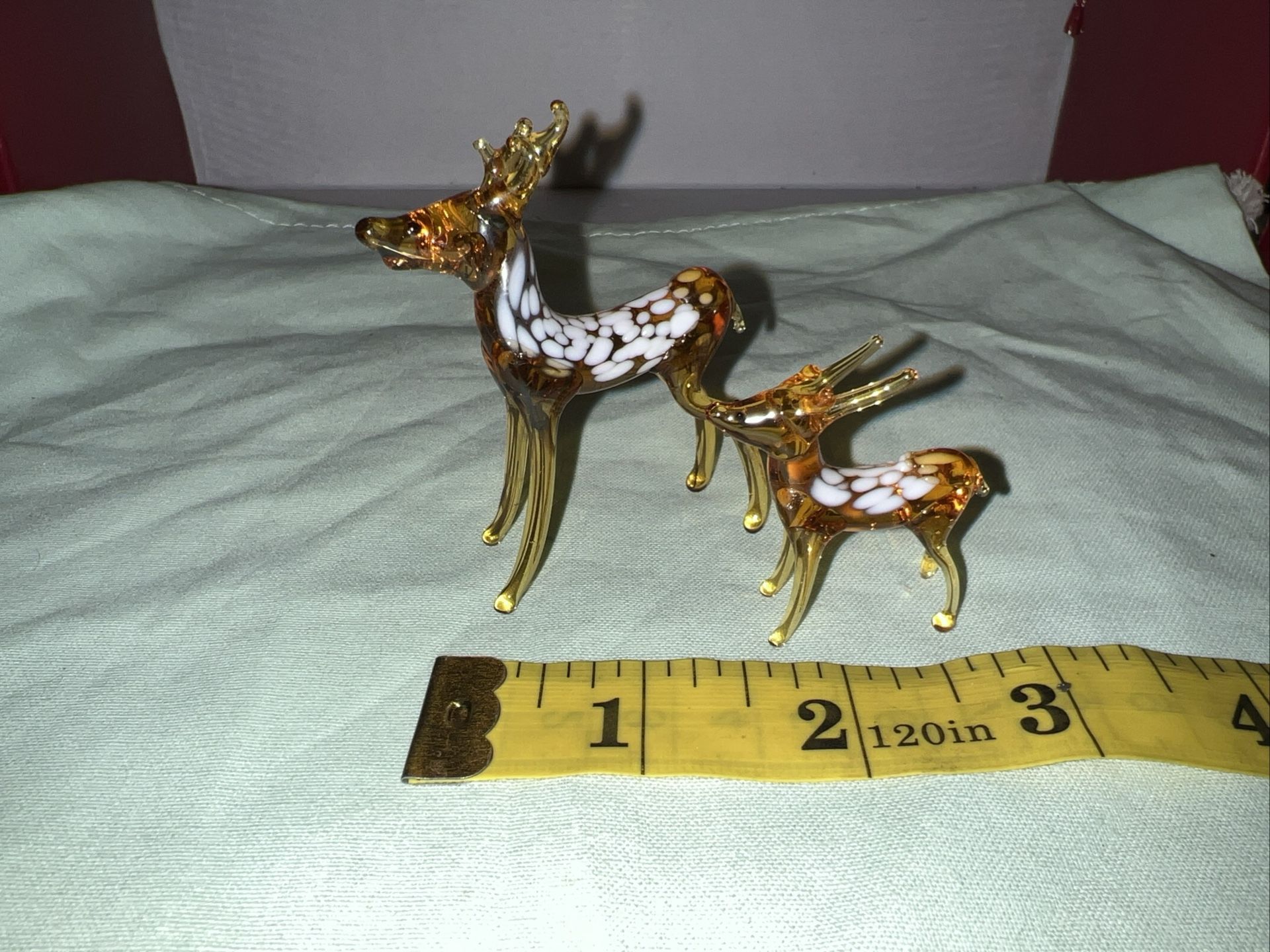 Vintage Hand Blown Glass Deer & Doe
